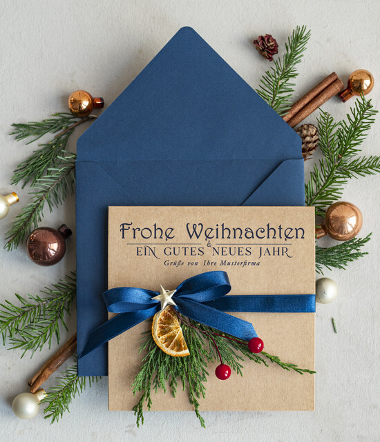 karten eco Weihnachtskarten für Firmen, Exklusive nachhaltige Weihnachtskarte für Geschäftspartner mit Logo & Wunschtext, geschäftliche Weihnachtskarte, Weihnachten Geschäftlich 003/eco/Wkten