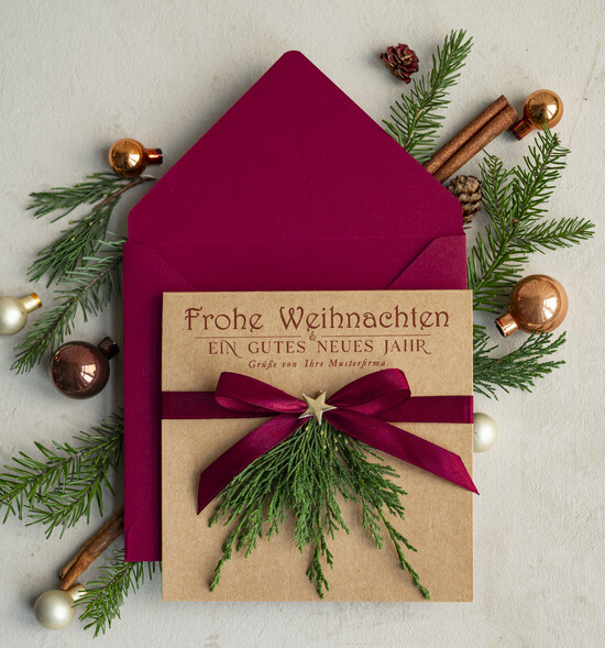 karten eco Weihnachtskarten für Firmen, Exklusive nachhaltige Weihnachtskarte für Geschäftspartner mit Logo & Wunschtext, geschäftliche Weihnachtskarte, Weihnachten Geschäftlich 09/eco/Wkten