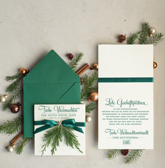 karten eco Weihnachtskarten für Firmen, Exklusive nachhaltige Weihnachtskarte für Geschäftspartner mit Logo & Wunschtext, geschäftliche Weihnachtskarte, Weihnachten Geschäftlich 06/eco/Wkten