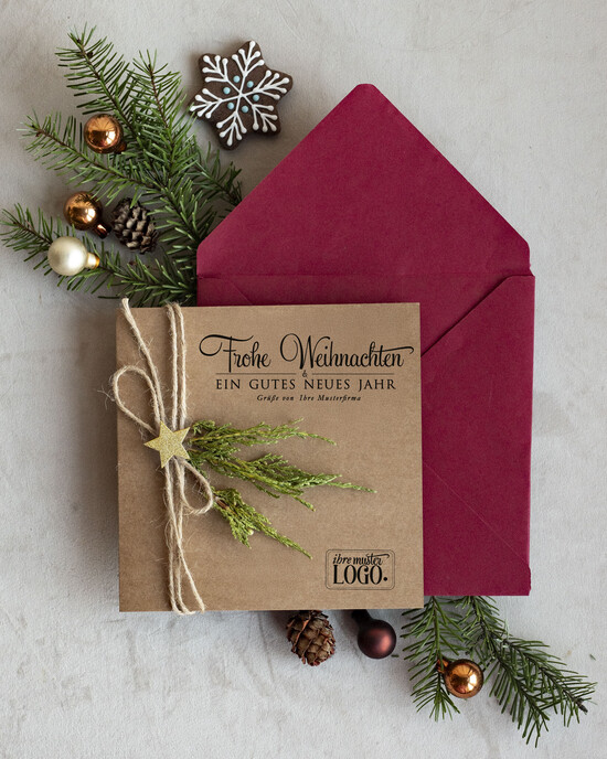 karten eco Weihnachtskarten für Firmen, Exklusive nachhaltige Weihnachtskarte für Geschäftspartner mit Logo & Wunschtext, geschäftliche Weihnachtskarte, Weihnachten Geschäftlich 03/eco/Wkten