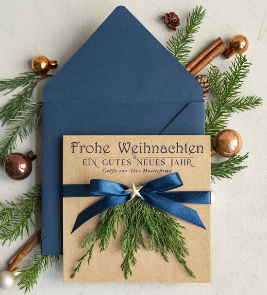 karten eco Weihnachtskarten für Firmen, Exklusive nachhaltige Weihnachtskarte für Geschäftspartner mit Logo & Wunschtext, geschäftliche Weihnachtskarte, Weihnachten Geschäftlich 08/eco/Wkten