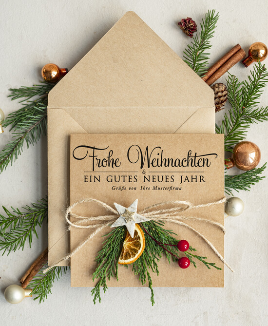 karten eco Weihnachtskarten für Firmen, Exklusive nachhaltige Weihnachtskarte für Geschäftspartner mit Logo & Wunschtext, geschäftliche Weihnachtskarte, Weihnachten Geschäftlich 001/eco/Wkten