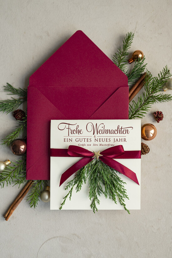 karten eco Weihnachtskarten für Firmen, Exklusive nachhaltige Weihnachtskarte für Geschäftspartner mit Logo & Wunschtext, geschäftliche Weihnachtskarte, Weihnachten Geschäftlich 05/eco/Wkten