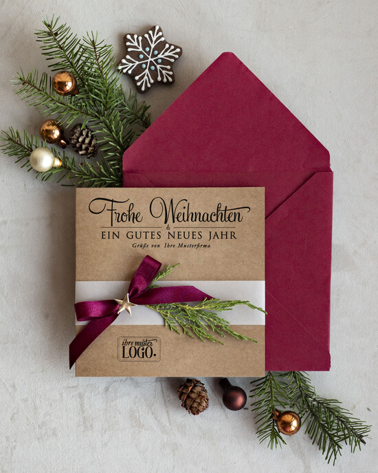 karten eco Weihnachtskarten für Firmen, Exklusive nachhaltige Weihnachtskarte für Geschäftspartner mit Logo & Wunschtext, geschäftliche Weihnachtskarte, Weihnachten Geschäftlich 04/eco/Wkten