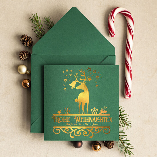 karten golden Exklusive Weihnachtskarte mit Goldfolie für Geschäftspartner Weihnachtskarten mit Goldfolie, Exklusive Weihnachtskarten für Geschäftspartner, Geschäftliche Weihnachtskarte edel, Weihnachtskarten mit Logo 06/glDS/Wkten