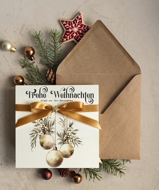 karten Satinband Weihnachtskarten mit Schleife – exklusive & dekorative Weihnachtskarten mit Satinband für Firmen und Geschäftspartner 13/wnK/Wkten