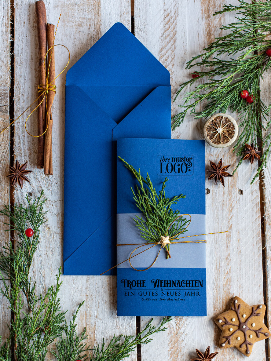 karten eco Weihnachtskarten für Firmen, Exklusive nachhaltige Weihnachtskarte für Geschäftspartner mit Logo & Wunschtext, geschäftliche Weihnachtskarte, Weihnachten Geschäftlich