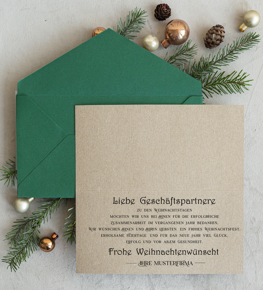 karten eco Weihnachtskarten für Firmen, Exklusive nachhaltige Weihnachtskarte für Geschäftspartner mit Logo & Wunschtext, geschäftliche Weihnachtskarte, Weihnachten Geschäftlich