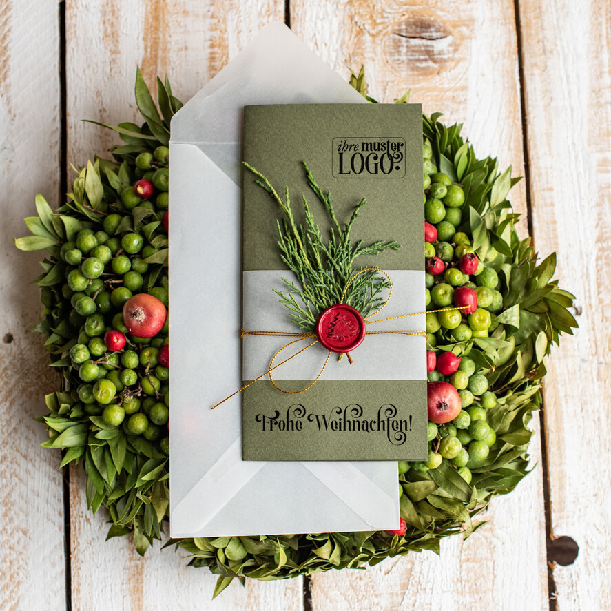 karten eco Weihnachtskarten für Firmen, Exklusive nachhaltige Weihnachtskarte für Geschäftspartner mit Logo & Wunschtext, geschäftliche Weihnachtskarte, Weihnachten Geschäftlich