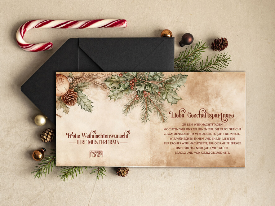 karten retro Retro Weihnachtskarten für Geschäftspartner mit Logo Weihnachtskarten für Geschäftspartner, Firmen Weihnachtskarte mit Umschlag, Weihnachtskarten mit Firmenlogo und Text