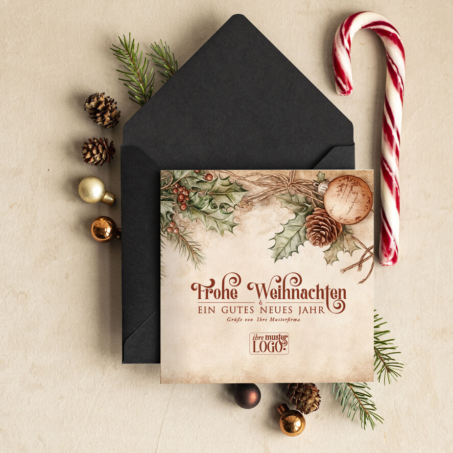 karten retro Retro Weihnachtskarten für Geschäftspartner mit Logo Weihnachtskarten für Geschäftspartner, Firmen Weihnachtskarte mit Umschlag, Weihnachtskarten mit Firmenlogo und Text