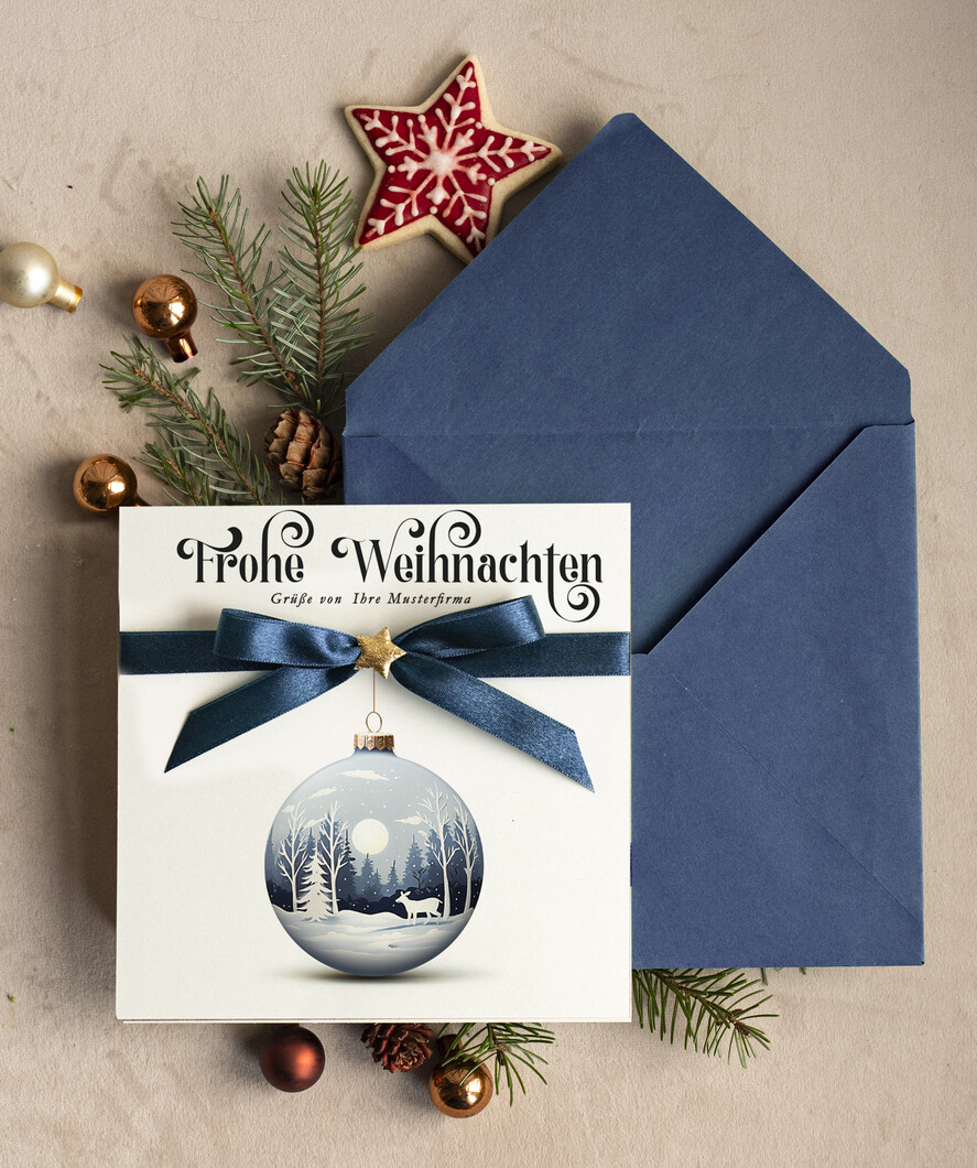karten Satinband Weihnachtskarten mit Schleife – exklusive & dekorative Weihnachtskarten mit Satinband für Firmen und Geschäftspartner