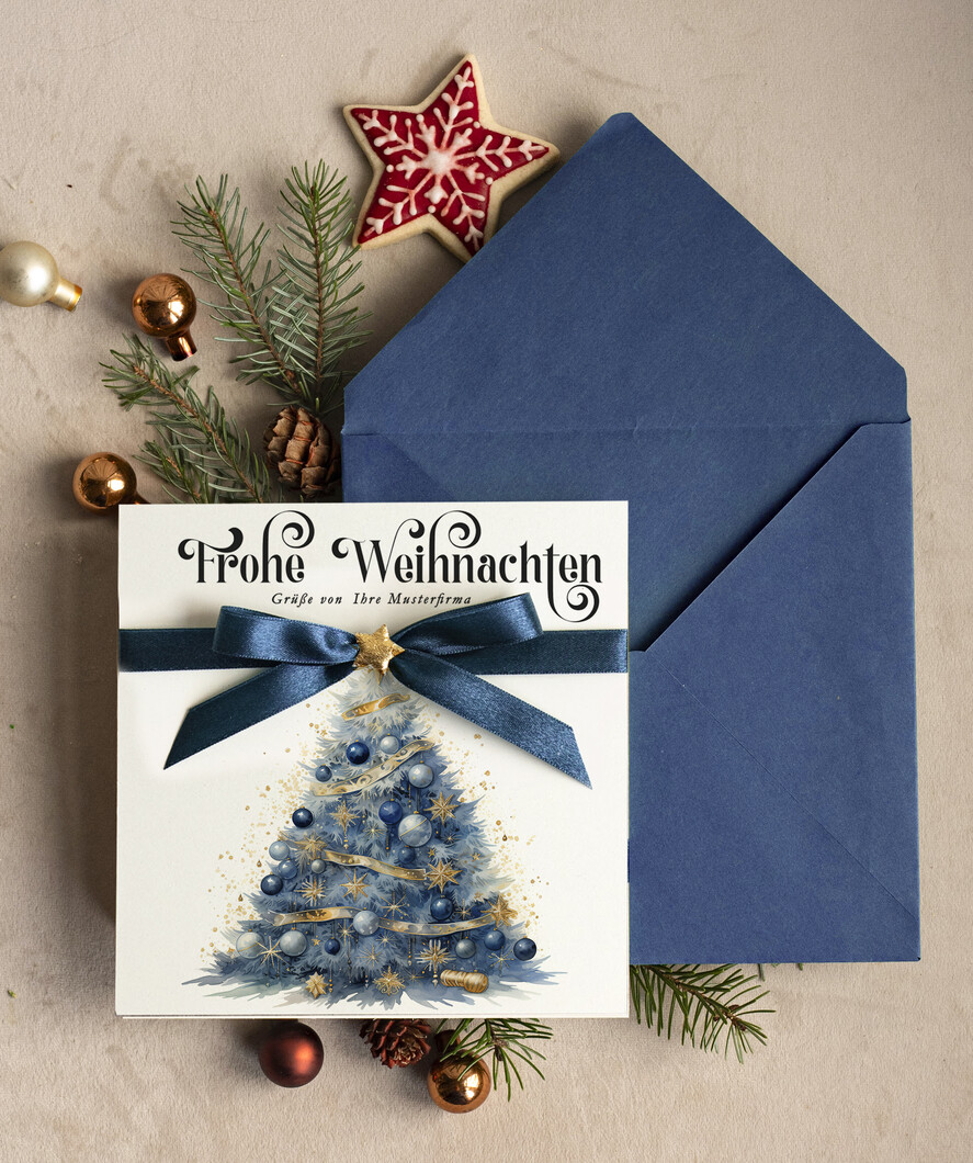 karten Satinband Weihnachtskarten mit Schleife – exklusive & dekorative Weihnachtskarten mit Satinband für Firmen und Geschäftspartner