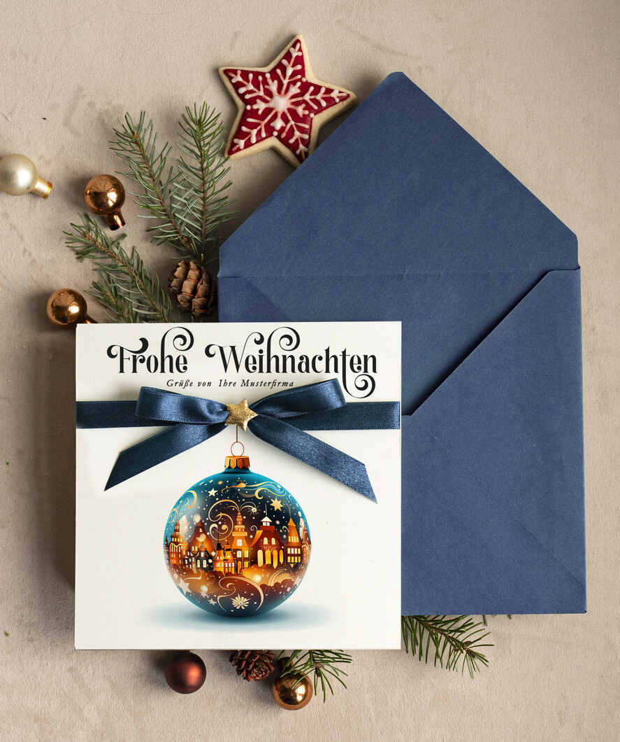 karten Satinband Weihnachtskarten mit Schleife – exklusive & dekorative Weihnachtskarten mit Satinband für Firmen und Geschäftspartner