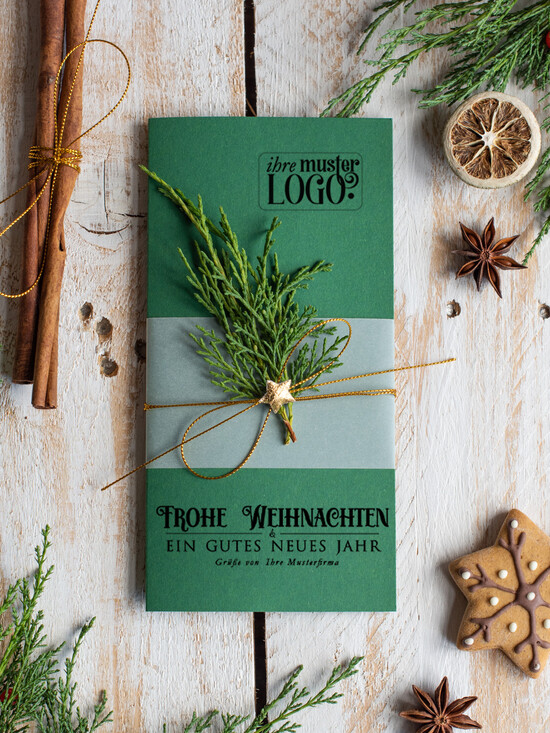 karten eco Weihnachtskarten für Firmen, Exklusive nachhaltige Weihnachtskarte für Geschäftspartner mit Logo & Wunschtext, geschäftliche Weihnachtskarte, Weihnachten Geschäftlich 15/eco/Wkten