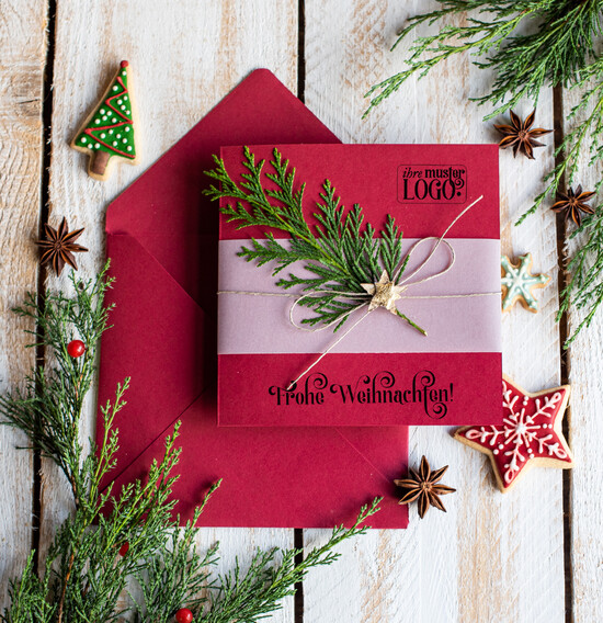 karten eco Weihnachtskarten für Firmen, Exklusive nachhaltige Weihnachtskarte für Geschäftspartner mit Logo & Wunschtext, geschäftliche Weihnachtskarte, Weihnachten Geschäftlich 13/eco/Wkten