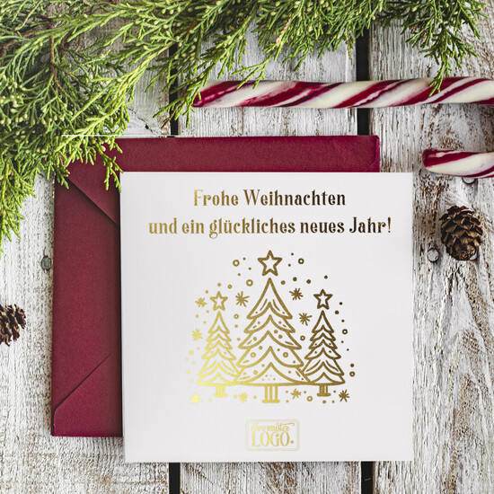karten golden Exklusive Weihnachtskarte mit Goldfolie für Geschäftspartner Weihnachtskarten mit Goldfolie, Exklusive Weihnachtskarten für Geschäftspartner, Geschäftliche Weihnachtskarte edel, Weihnachtskarten mit Logo 08/glDS/Wkten