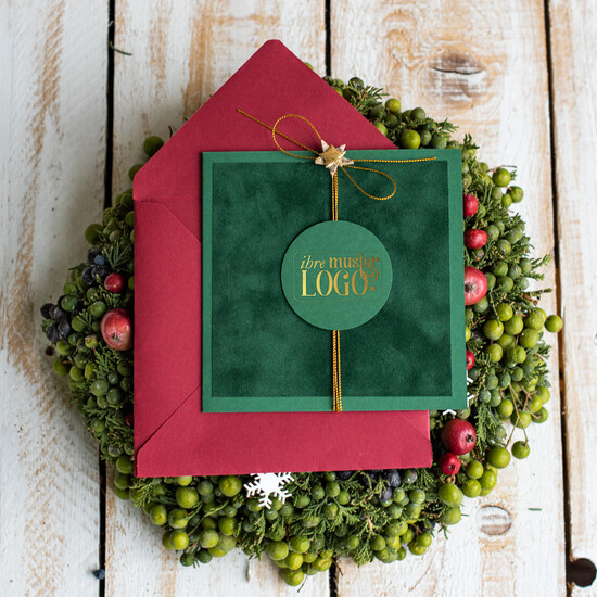 karten Satinband gold Weihnachtskarten mit Goldfolie, Exklusive Weihnachtskarten mit Schleifen, Elegante Firmen-Weihnachtskarten, Weihnachtskarten mit Bändern, Individuelle Weihnachtskarten für Firmen 17/stgold/Wkten