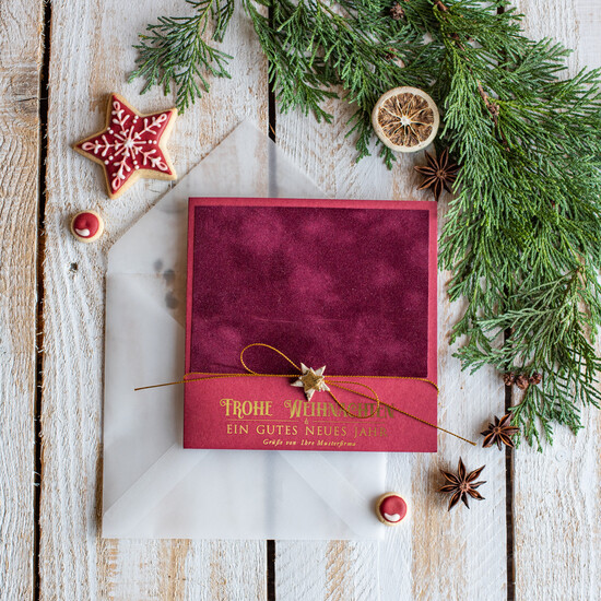 karten Satinband gold Weihnachtskarten mit Goldfolie, Exklusive Weihnachtskarten mit Schleifen, Elegante Firmen-Weihnachtskarten, Weihnachtskarten mit Bändern, Individuelle Weihnachtskarten für Firmen 19/stgold/Wkten