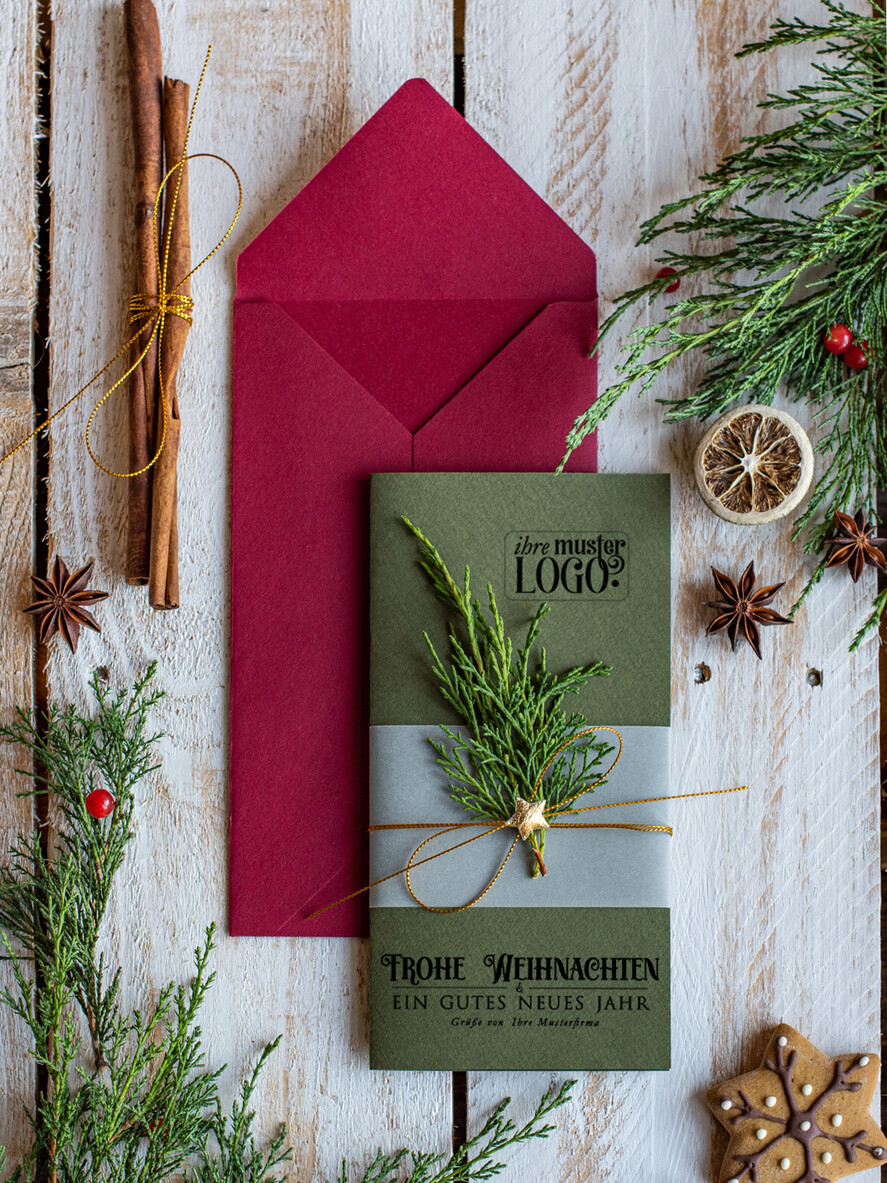 karten eco Weihnachtskarten für Firmen, Exklusive nachhaltige Weihnachtskarte für Geschäftspartner mit Logo & Wunschtext, geschäftliche Weihnachtskarte, Weihnachten Geschäftlich