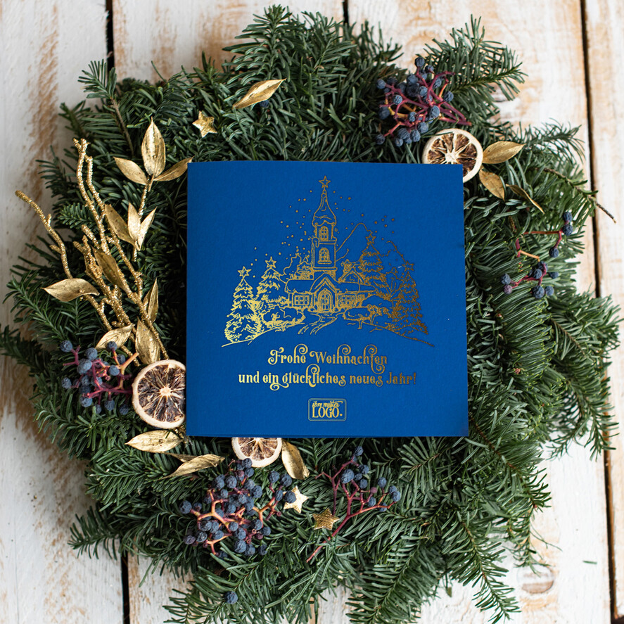 karten golden Exklusive Weihnachtskarte mit Goldfolie für Geschäftspartner Weihnachtskarten mit Goldfolie, Exklusive Weihnachtskarten für Geschäftspartner, Geschäftliche Weihnachtskarte edel, Weihnachtskarten mit Logo