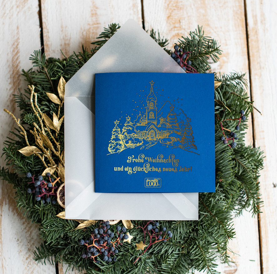 karten golden Exklusive Weihnachtskarte mit Goldfolie für Geschäftspartner Weihnachtskarten mit Goldfolie, Exklusive Weihnachtskarten für Geschäftspartner, Geschäftliche Weihnachtskarte edel, Weihnachtskarten mit Logo