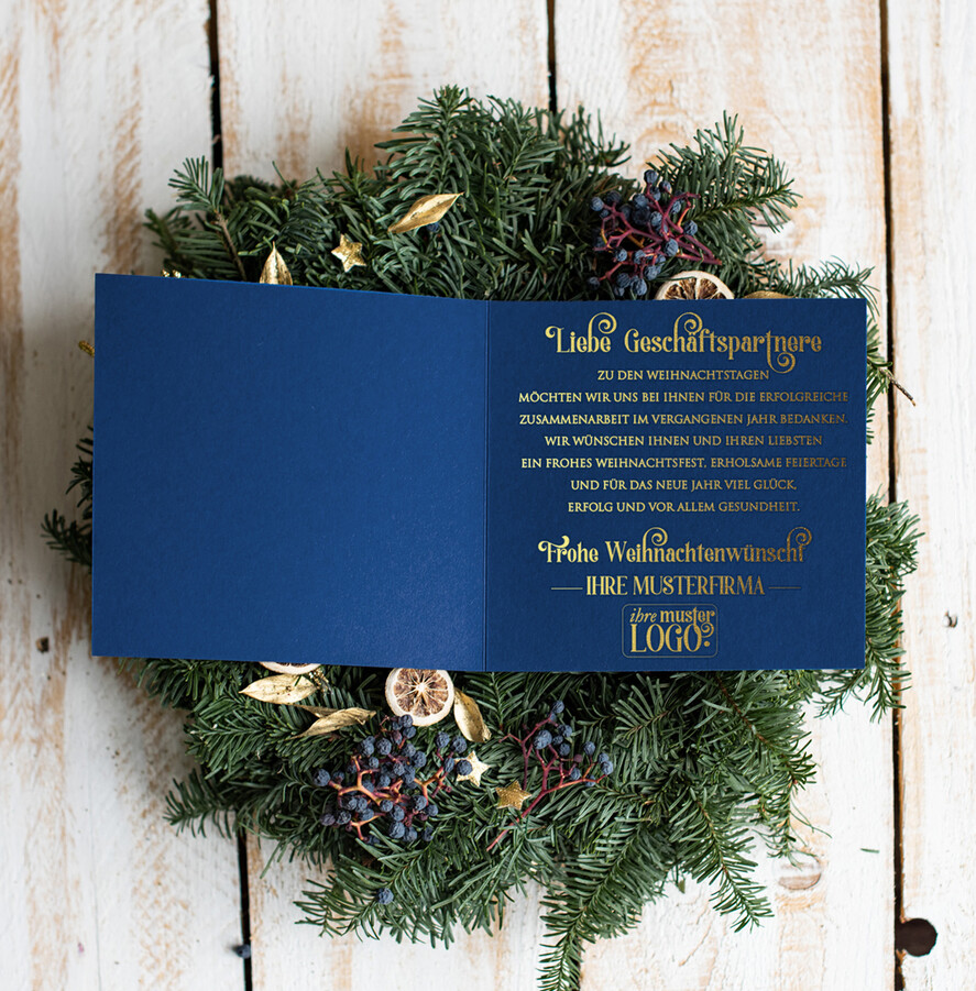 karten Satinband gold Weihnachtskarten mit Goldfolie, Exklusive Weihnachtskarten mit Schleifen, Elegante Firmen-Weihnachtskarten, Weihnachtskarten mit Bändern, Individuelle Weihnachtskarten für Firmen