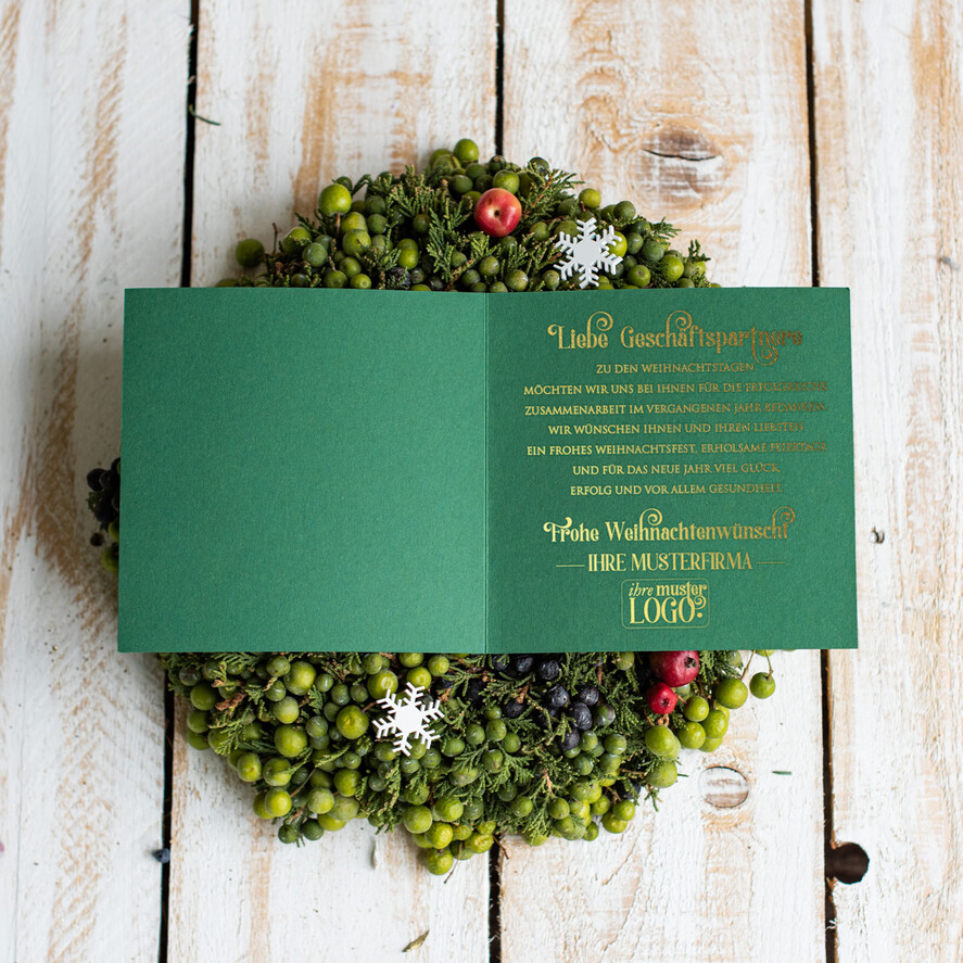 karten Satinband gold Weihnachtskarten mit Goldfolie, Exklusive Weihnachtskarten mit Schleifen, Elegante Firmen-Weihnachtskarten, Weihnachtskarten mit Bändern, Individuelle Weihnachtskarten für Firmen