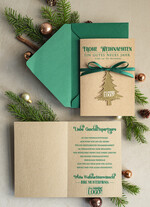 karten mit goldener Plexi-Anhänger Exklusive Weihnachtskarte mit goldenem Plexi-Anhänger, mit Schleife, Firmen-Weihnachtskarten, mit Bändern, Individuelle für Firmen2