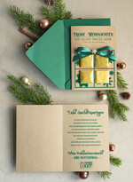 karten mit goldener Plexi-Anhänger Exklusive Weihnachtskarte mit Schokoladen-Taler mit Schleife, Firmen-Weihnachtskarten, mit Bändern, Individuelle für Firmen3