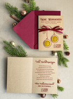 karten mit goldener Plexi-Anhänger Exklusive Weihnachtskarte mit Schokoladen-Taler mit Schleife, Firmen-Weihnachtskarten, mit Bändern, Individuelle für Firmen2