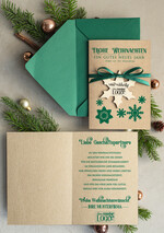 karten mit Anhänger aus Holz Exklusive Weihnachtskarte mit Holz-Anhänger mit Schleife, Firmen-Weihnachtskarten, mit Bändern, Individuelle für Firmen2