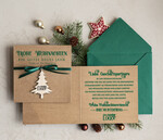 karten mit Anhänger aus Holz Exklusive Weihnachtskarte mit Holz-Anhänger mit Schleife, Firmen-Weihnachtskarten, mit Bändern, Individuelle für Firmen3