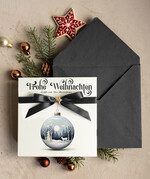 karten Satinband Weihnachtskarten mit Schleife – exklusive & dekorative Weihnachtskarten mit Satinband für Firmen und Geschäftspartner2