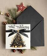 karten Satinband Weihnachtskarten mit Schleife – exklusive & dekorative Weihnachtskarten mit Satinband für Firmen und Geschäftspartner2