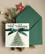 karten Satinband Weihnachtskarten mit Schleife – exklusive & dekorative Weihnachtskarten mit Satinband für Firmen und Geschäftspartner2