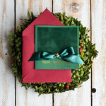 karten Satinband gold Weihnachtskarten mit Goldfolie, Exklusive Weihnachtskarten mit Schleifen, Elegante Firmen-Weihnachtskarten, Weihnachtskarten mit Bändern, Individuelle Weihnachtskarten für Firmen3