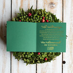 karten Satinband gold Weihnachtskarten mit Goldfolie, Exklusive Weihnachtskarten mit Schleifen, Elegante Firmen-Weihnachtskarten, Weihnachtskarten mit Bändern, Individuelle Weihnachtskarten für Firmen3