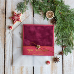 karten Satinband gold Weihnachtskarten mit Goldfolie, Exklusive Weihnachtskarten mit Schleifen, Elegante Firmen-Weihnachtskarten, Weihnachtskarten mit Bändern, Individuelle Weihnachtskarten für Firmen2