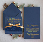 karten Satinband gold Weihnachtskarten mit Goldfolie, Exklusive Weihnachtskarten mit Schleife, Geschäftliche Weihnachtskarte edel, Weihnachtskarten mit Satinband, Individuelle Weihnachtskarten für Unternehmen2