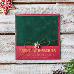 karten Satinband gold Weihnachtskarten mit Goldfolie, Exklusive Weihnachtskarten mit Schleifen, Elegante Firmen-Weihnachtskarten, Weihnachtskarten mit Bändern, Individuelle Weihnachtskarten für Firmen3